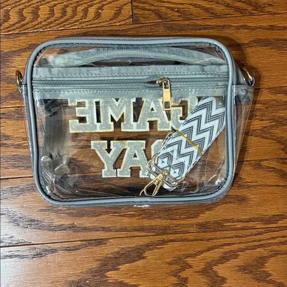 Clear Crossbody Bag with Gold Accents - Picture 3 of 3